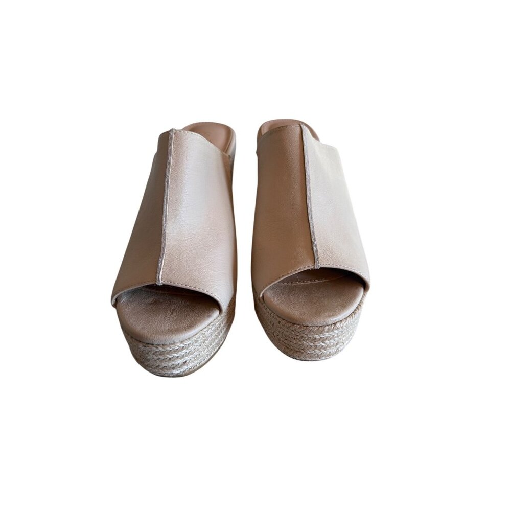 Peep-Toe Beige Wedge Sandals Oasis Society Boho Resort Platform Festival Summer